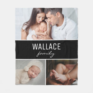 家族の写真コラージュ シンプル パーソナライズド フリースブランケット