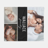 家族の写真コラージュ シンプル パーソナライズド フリースブランケット (正面(横))