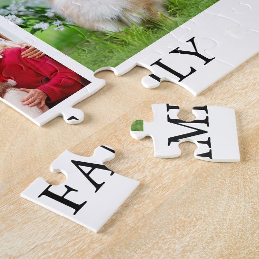 家族の写真コラージュ ジグソーパズル (側面)