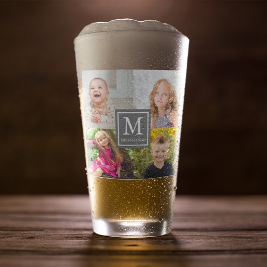 家族の写真コラージュ タンブラーグラス