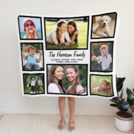 家族の写真コラージュ フリースブランケット