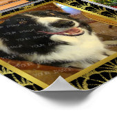 家族の写真コラージュ |ブラック金ゴールドアールデコカスタム ポスター (角)