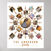 家族の写真コラージュ ホワイトゴールド + 名前 21 枚の写真 ポスター (正面)