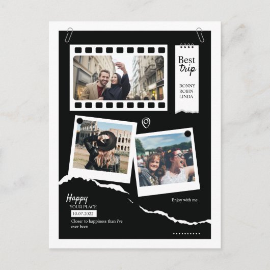 家族の写真コラージュ ポストカード (正面)