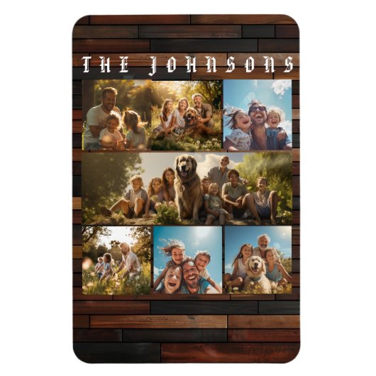 家族の写真コラージュ マグネット (縦)