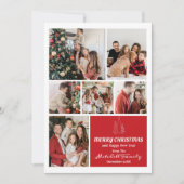 家族の写真コラージュ、ミニマルモダンリストクリスマス シーズンカード (正面)