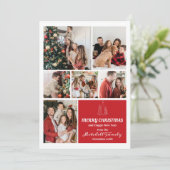 家族の写真コラージュ、ミニマルモダンリストクリスマス シーズンカード (スタンド正面)