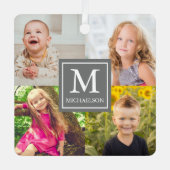 家族の写真コラージュ メタルオーナメント (正面)