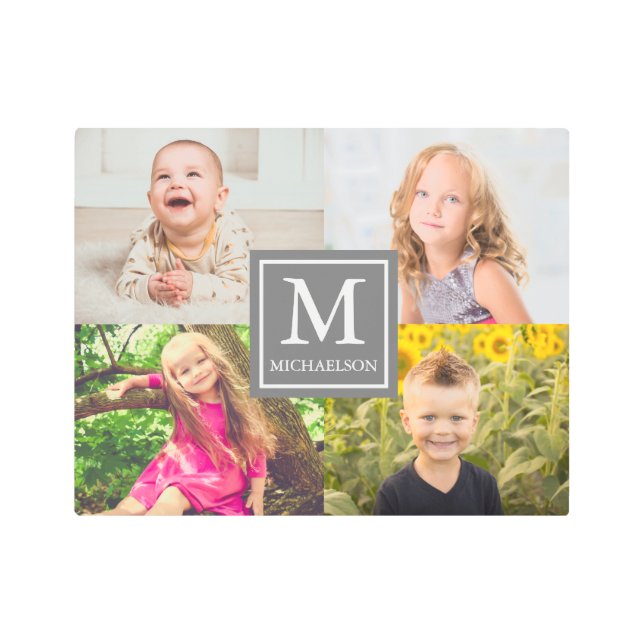 家族の写真コラージュ メタルプリント (正面)