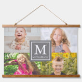 家族の写真コラージュ 吊り下げ型タペストリー (正面)