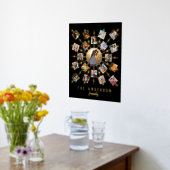 家族の写真コラージュ+名前21写真ブラック金ゴールド 箔ポスター (レイダウン (キッチン))