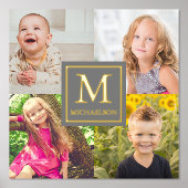 家族の写真コラージュ 箔ポスター (正面)