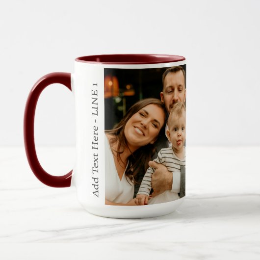 家族の写真コラージュ – 2枚の写真とカスタム文字 マグカップ (左)
