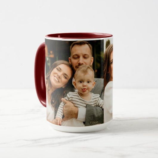 家族の写真コラージュ – 2枚の写真とカスタム文字 マグカップ (正面左)