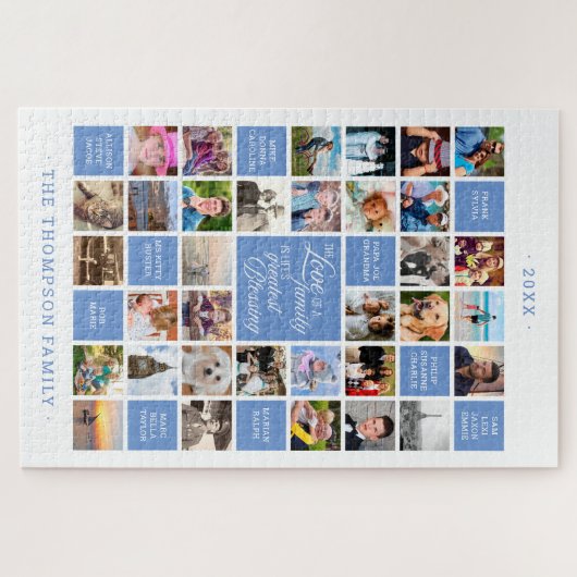 家族の写真コラージュ | 34フォトカスタムカラー ジグソーパズル (横)