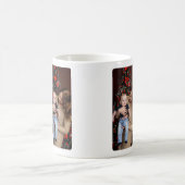 家族の写真コラージュ – 4枚の写真とカスタム文字 コーヒーマグカップ (中央)