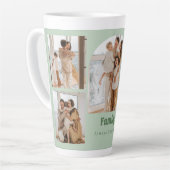 家族の写真コラージュ – 5枚の写真とカスタム文字 カフェラテマグ (左アングル)