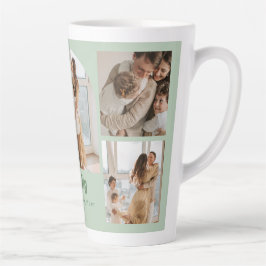 家族の写真コラージュ – 5枚の写真とカスタム文字 カフェラテマグ