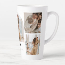 家族の写真コラージュ – 5枚の写真とカスタム文字 カフェラテマグ