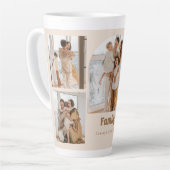 家族の写真コラージュ – 5枚の写真とカスタム文字 カフェラテマグ (左アングル)