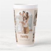 家族の写真コラージュ – 5枚の写真とカスタム文字 カフェラテマグ (正面)