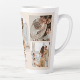 家族の写真コラージュ – 5枚の写真とカスタム文字 カフェラテマグ