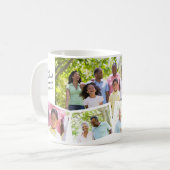 家族の写真コラージュ – 5枚の写真とカスタム文字 コーヒーマグカップ (正面左)