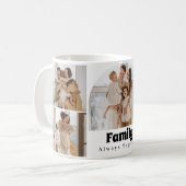 家族の写真コラージュ – 5枚の写真とカスタム文字 コーヒーマグカップ (正面左)
