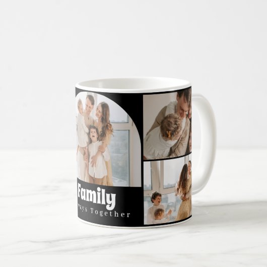 家族の写真コラージュ – 5枚の写真とカスタム文字 コーヒーマグカップ (正面右)