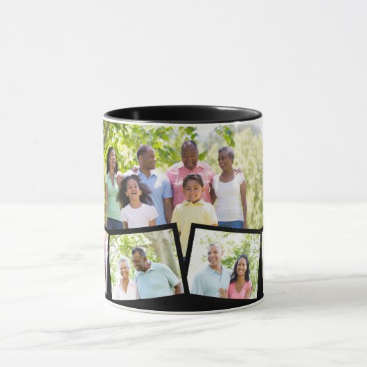 家族の写真コラージュ – 5枚の写真とカスタム文字 マグカップ (中央)