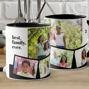 家族の写真コラージュ – 5枚の写真とカスタム文字 マグカップ