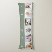 家族の写真コラージュ 6 枚の写真 緑のボディピロー ボディピロー (正面縦)