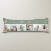 家族の写真コラージュ 6 枚の写真 緑のボディピロー ボディピロー (正面)