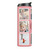 家族の写真コラージュ | 8写真ピンクパターン タンブラー (回転左)