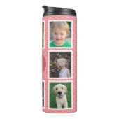 家族の写真コラージュ | 8写真ピンクパターン タンブラー (回転右)