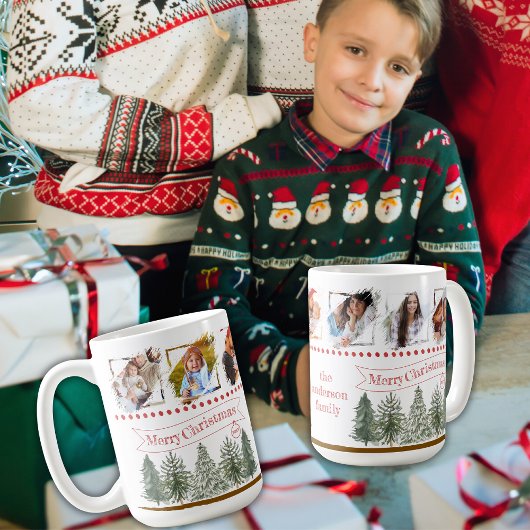 家族の写真コラージヴィンテージエレガントクリスマス コーヒーマグカップ