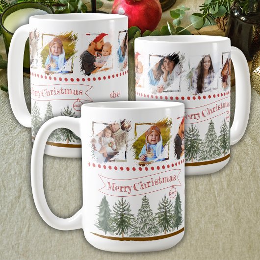 家族の写真コラージヴィンテージエレガントクリスマス コーヒーマグカップ