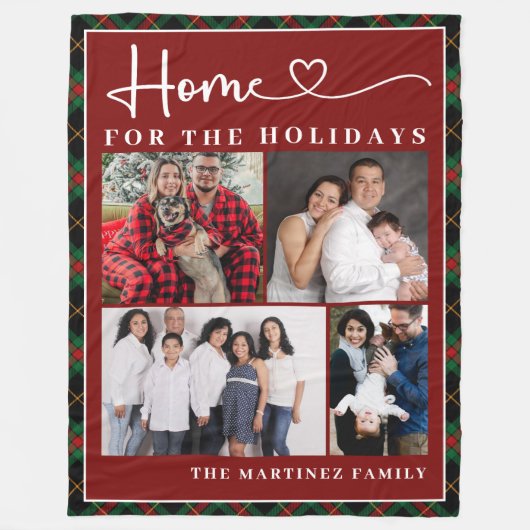 家族の写真コラージーホームフォーザ・ホリデー フリースブランケット (正面)