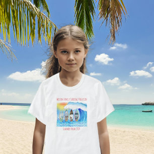 家族の写真サーフィン波沿岸の夏休み Tシャツ
