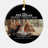家族の写真シンプル出生宗教クリスマス セラミックオーナメント (正面)