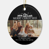 家族の写真シンプル出生宗教クリスマス セラミックオーナメント (左)