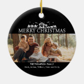 家族の写真シンプル出生宗教クリスマス セラミックオーナメント (裏面)