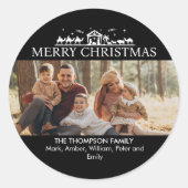 家族の写真シンプル出生宗教クリスマス ラウンドシール (正面)