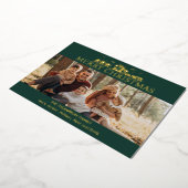 家族の写真シンプル出生宗教クリスマス 箔シーズンカード (回転した状態)