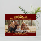 家族の写真シンプル出生宗教クリスマス 箔シーズンカード (立ち正面)