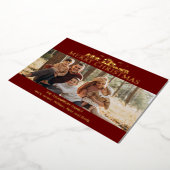 家族の写真シンプル出生宗教クリスマス 箔シーズンカード (回転した状態)