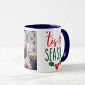 家族の写真シーズンブルーギフトコーヒー マグカップ (正面右)