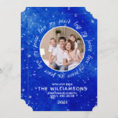 家族の写真ジョイ平和ラブスノーフレークのクリスマス シーズンカード (正面/裏面)