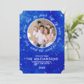 家族の写真ジョイ平和ラブスノーフレークのクリスマス シーズンカード (スタンド正面)