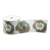 家族の写真スクリプトホリデーメリークリスマスカード サテンリボン (リール)